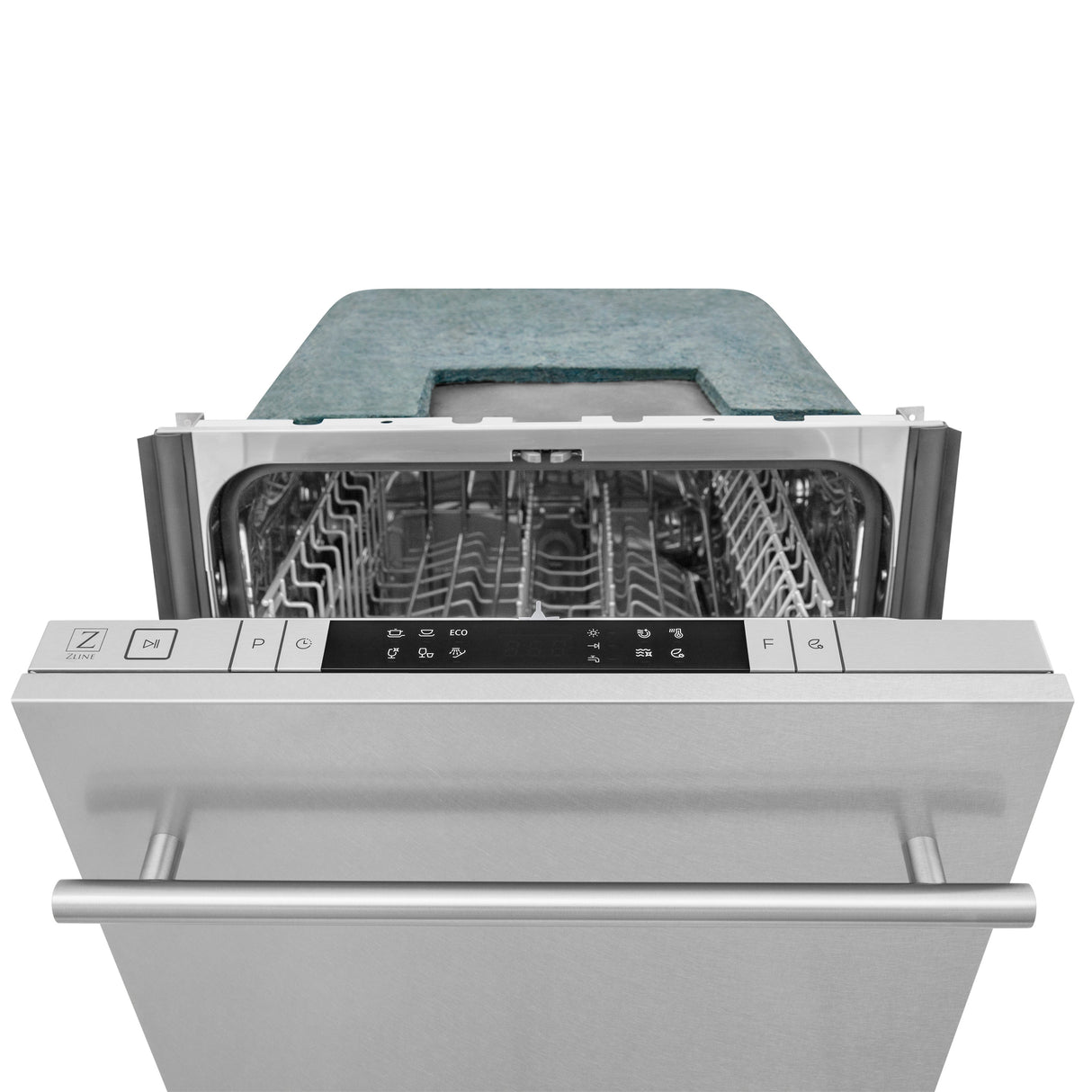 ZLINE 18 in. Compact Top Control Built-In Dishwasher with Satin Stainless Steel Panel and Stainless Steel Tub with Modern Style Handle, 52dBa (DW-SN-18)