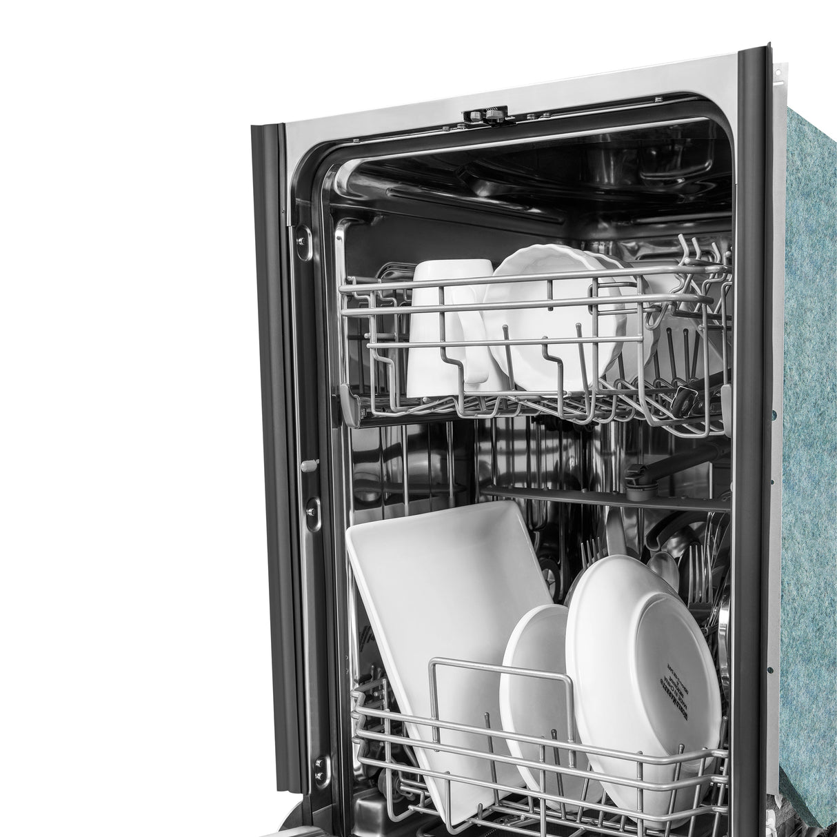 ZLINE 18 in. Compact Top Control Built-In Dishwasher with Satin Stainless Steel Panel and Stainless Steel Tub with Modern Style Handle, 52dBa (DW-SN-18)