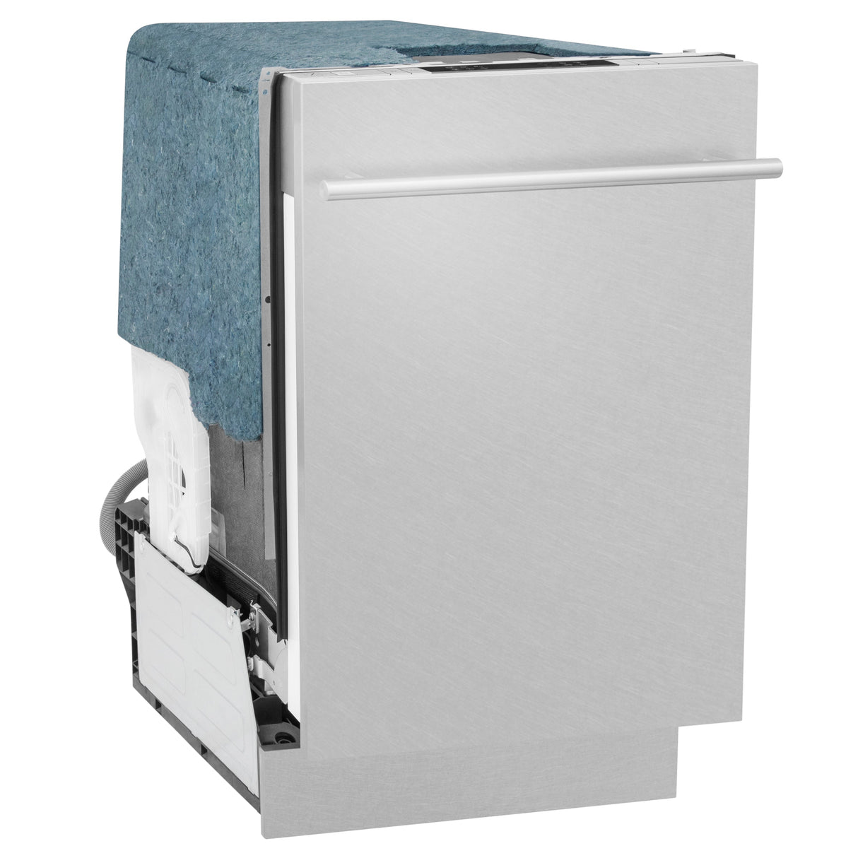 ZLINE 18 in. Compact Top Control Built-In Dishwasher with Satin Stainless Steel Panel and Stainless Steel Tub with Modern Style Handle, 52dBa (DW-SN-18)