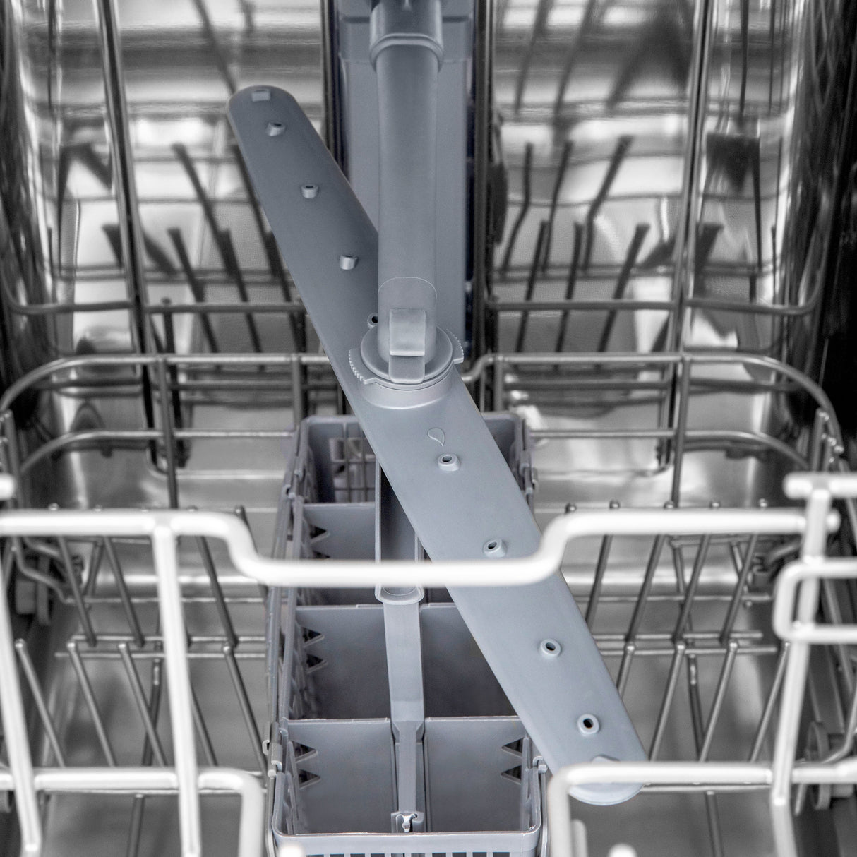 ZLINE 18 in. Compact Top Control Built-In Dishwasher with Satin Stainless Steel Panel and Stainless Steel Tub with Modern Style Handle, 52dBa (DW-SN-18)