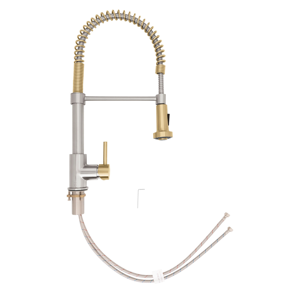 ZLINE Autograph Edition Apollo Pull Down Spring Single Handle Kitchen Faucet in Brushed Nickel and Champagne Bronze (APL-KF-ZBNCB)