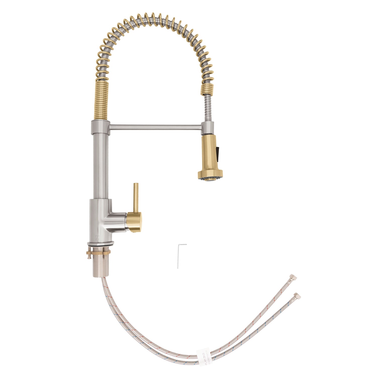 ZLINE Autograph Edition Apollo Pull Down Spring Single Handle Kitchen Faucet in Brushed Nickel and Champagne Bronze (APL-KF-ZBNCB)