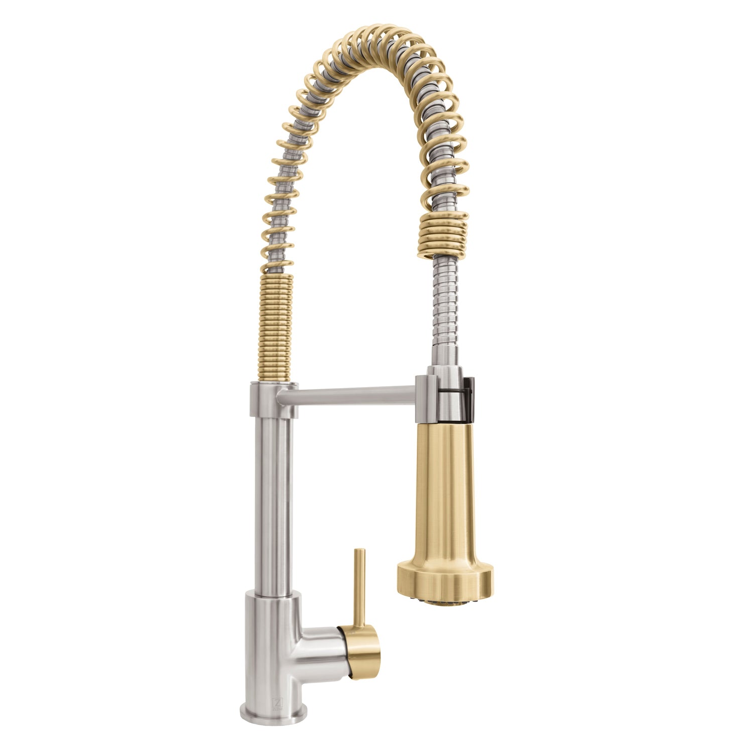 ZLINE Autograph Edition Apollo Pull Down Spring Single Handle Kitchen Faucet in Brushed Nickel and Champagne Bronze (APL-KF-ZBNCB)