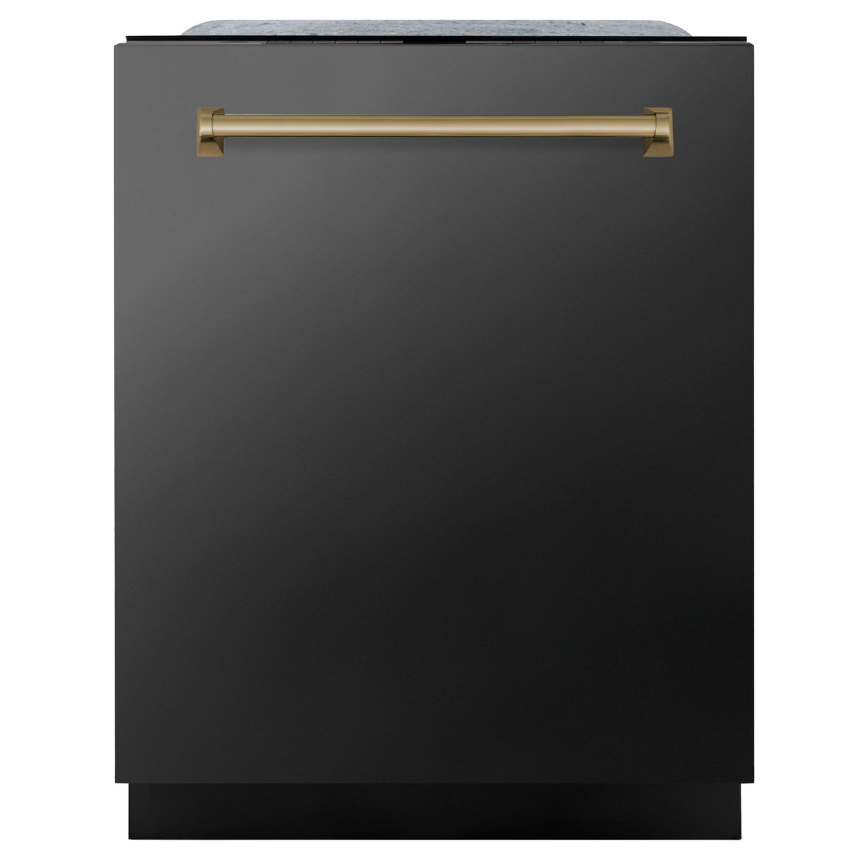 ZLINE Autograph Edition 24" Monument Series 3rd Rack Top Touch Control Tall Tub Dishwasher in Black Stainless Steel with Champagne Bronze Handle, 45dBa (DWMTZ-BS-24-CB)