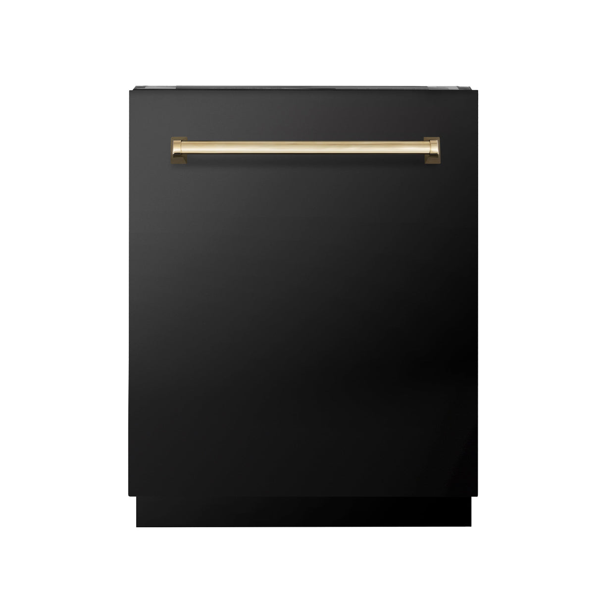 ZLINE Autograph Edition 24" Tallac Series 3rd Rack Top Control Built-In Tall Tub Dishwasher in Black Stainless Steel with Polished Gold Handle, 51dBa (DWVZ-BS-24-G)