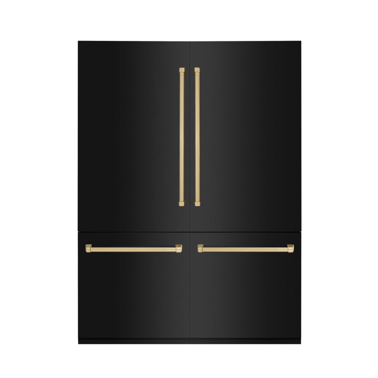 ZLINE Autograph Edition 60 in. 32.2 cu. ft. French Door Built-In Bottom Freezer Refrigerator with Water Dispenser and Ice Maker in Black Stainless Steel with Champagne Bronze Accents (RBIVZ-BS-60-CB)