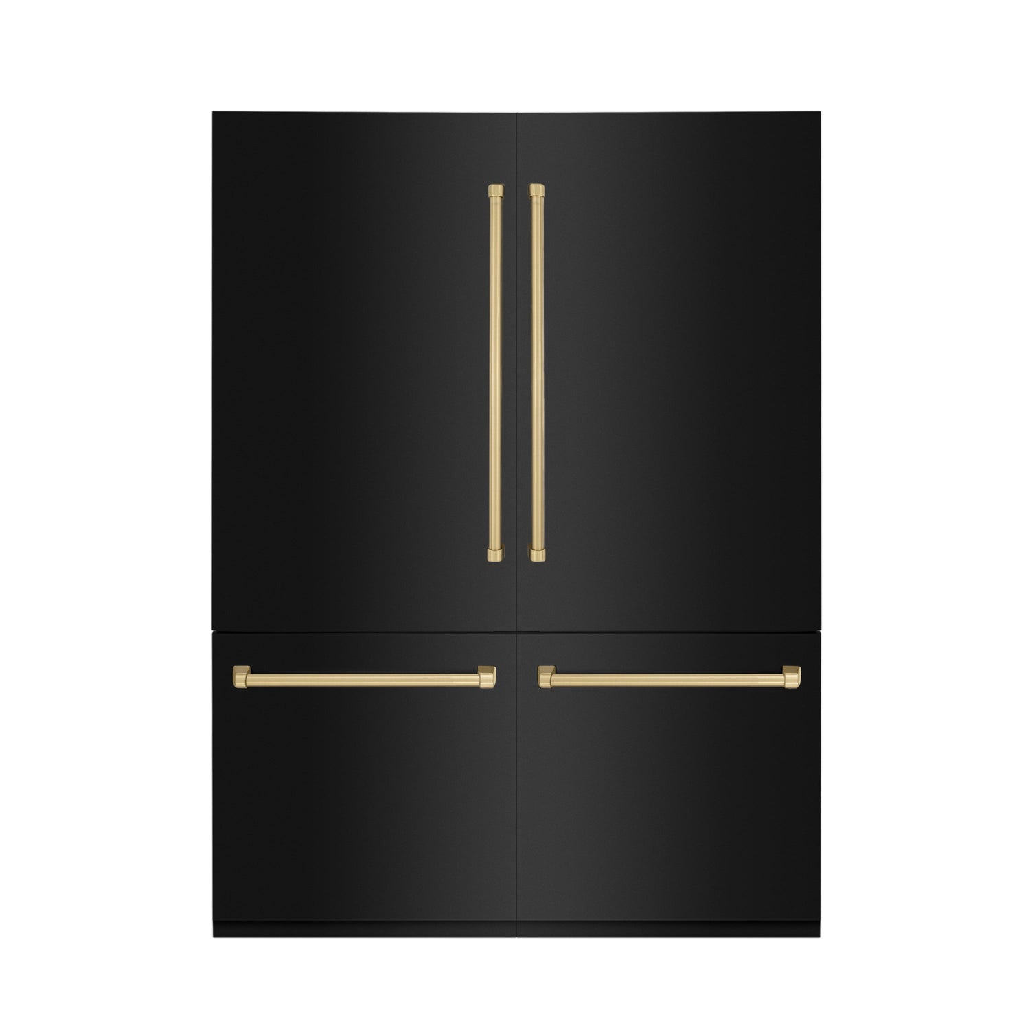 ZLINE Autograph Edition 60 in. 32.2 cu. ft. French Door Built-In Bottom Freezer Refrigerator with Water Dispenser and Ice Maker in Black Stainless Steel with Champagne Bronze Accents (RBIVZ-BS-60-CB)