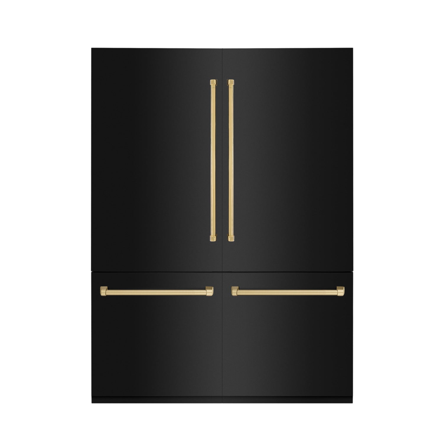 ZLINE Autograph Edition 60 in. 32.2 cu. ft. French Door Built-In Bottom Freezer Refrigerator with Water Dispenser and Ice Maker in Black Stainless Steel with Polished Gold Accents (RBIVZ-BS-60-G)