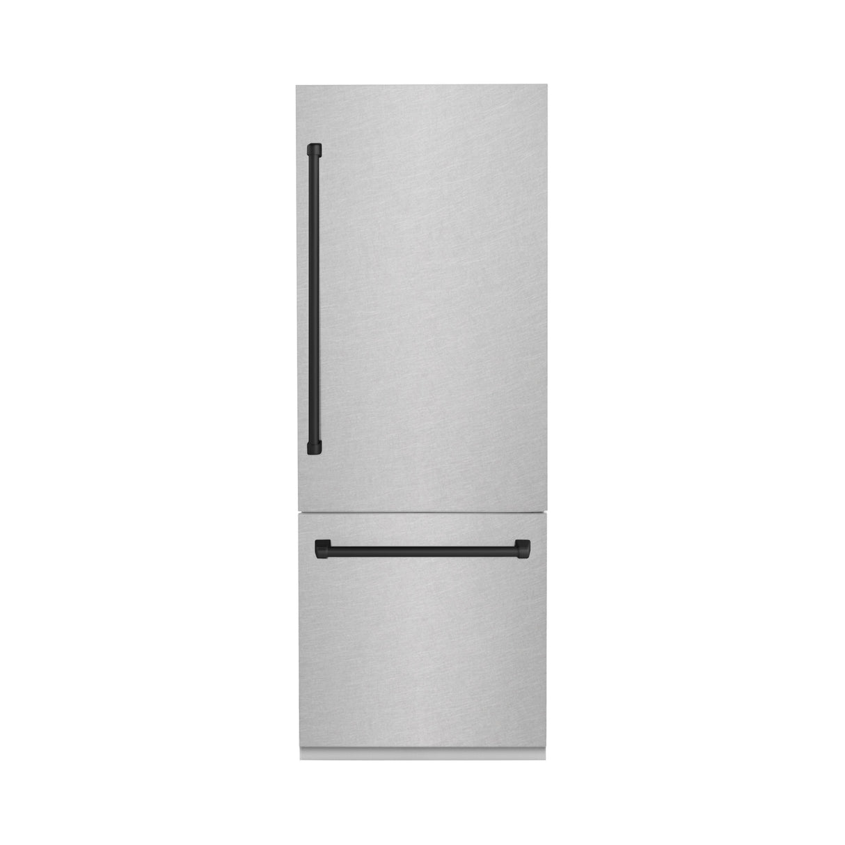 ZLINE Autograph Edition 30 in. 16.1 cu. ft. Built-In Bottom Freezer Refrigerator with Water Dispenser and Ice Maker in Satin Stainless Steel with Matte Black Accents (RBIVZ-SN-30-MB)