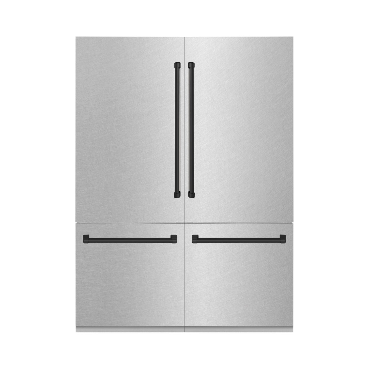 ZLINE Autograph Edition 60 in. 32.2 cu. ft. French Door Built-In Bottom Freezer Refrigerator with Water Dispenser and Ice Maker in Satin Stainless Steel with Matte Black Accents (RBIVZ-SN-60-MB)