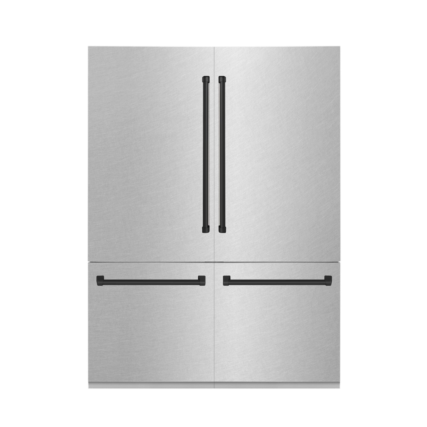 ZLINE Autograph Edition 60 in. 32.2 cu. ft. French Door Built-In Bottom Freezer Refrigerator with Water Dispenser and Ice Maker in Satin Stainless Steel with Matte Black Accents (RBIVZ-SN-60-MB)