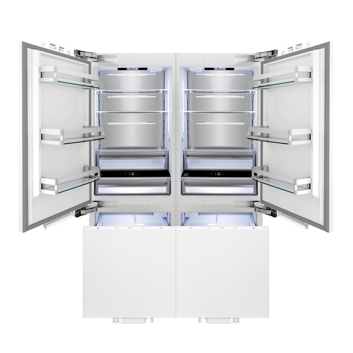 ZLINE Autograph Edition 60 in. 32.2 cu. ft. Panel Ready French Door Built-In Bottom Freezer Refrigerator with Water Dispenser and Ice Maker with Matte Black Accents (RBIVZ-60-MB)