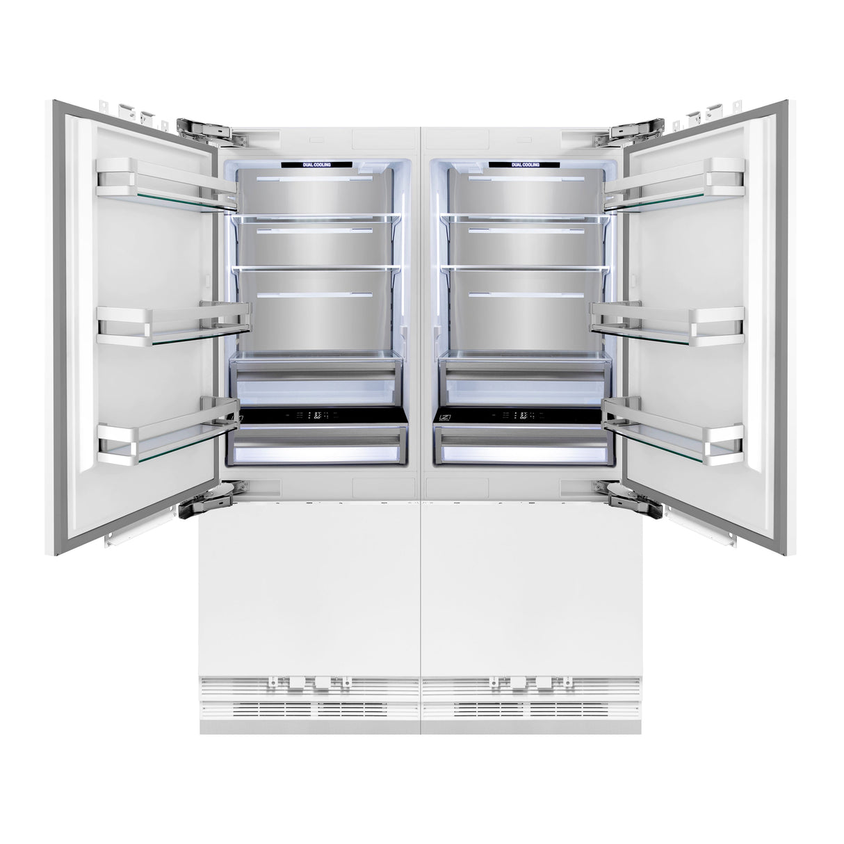 ZLINE Autograph Edition 60 in. 32.2 cu. ft. Panel Ready French Door Built-In Bottom Freezer Refrigerator with Water Dispenser and Ice Maker with Matte Black Accents (RBIVZ-60-MB)