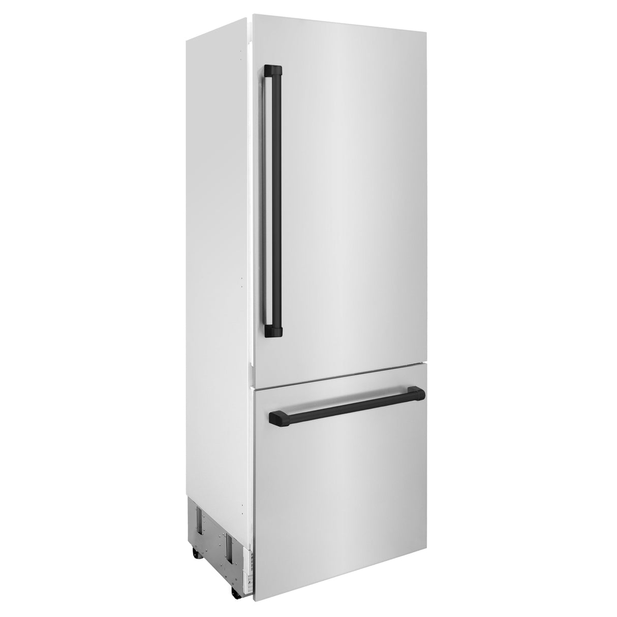 ZLINE Autograph Edition 30 in. 16.1 cu. ft. Built-In Bottom Freezer Refrigerator with Water Dispenser and Ice Maker in Stainless Steel with Matte Black Accents (RBIVZ-304-30-MB)