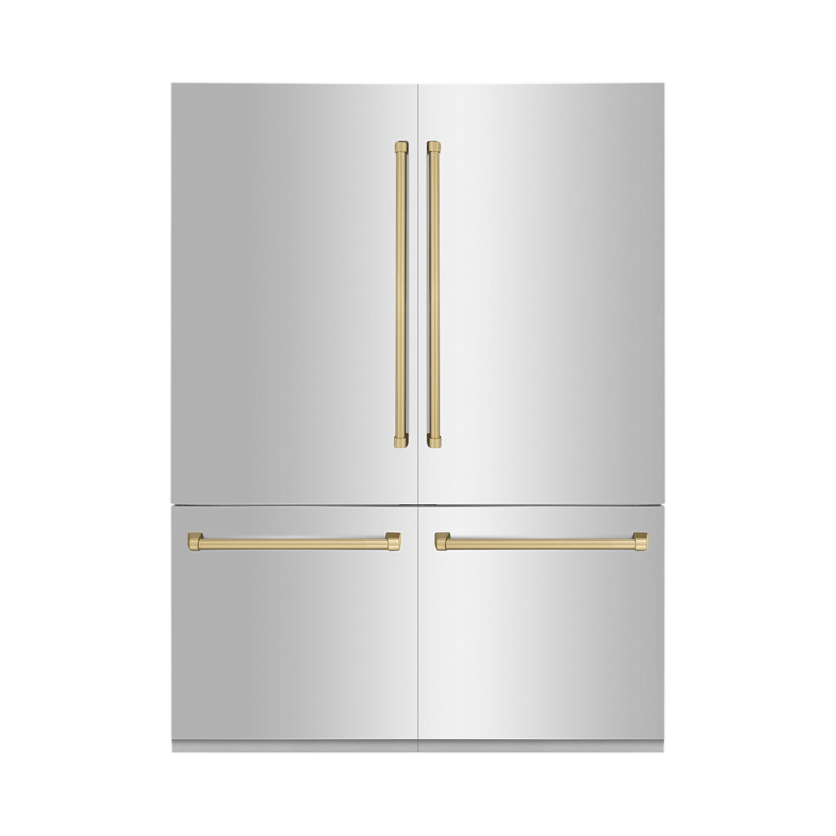 ZLINE Autograph Edition 60 in. 32.2 cu. ft. French Door Built-In Bottom Freezer Refrigerator with Water Dispenser and Ice Maker in Stainless Steel with Champagne Bronze Accents (RBIVZ-304-60-CB)