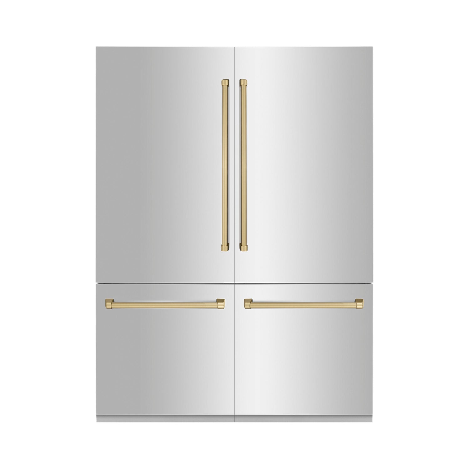ZLINE Autograph Edition 60 in. 32.2 cu. ft. French Door Built-In Bottom Freezer Refrigerator with Water Dispenser and Ice Maker in Stainless Steel with Champagne Bronze Accents (RBIVZ-304-60-CB)