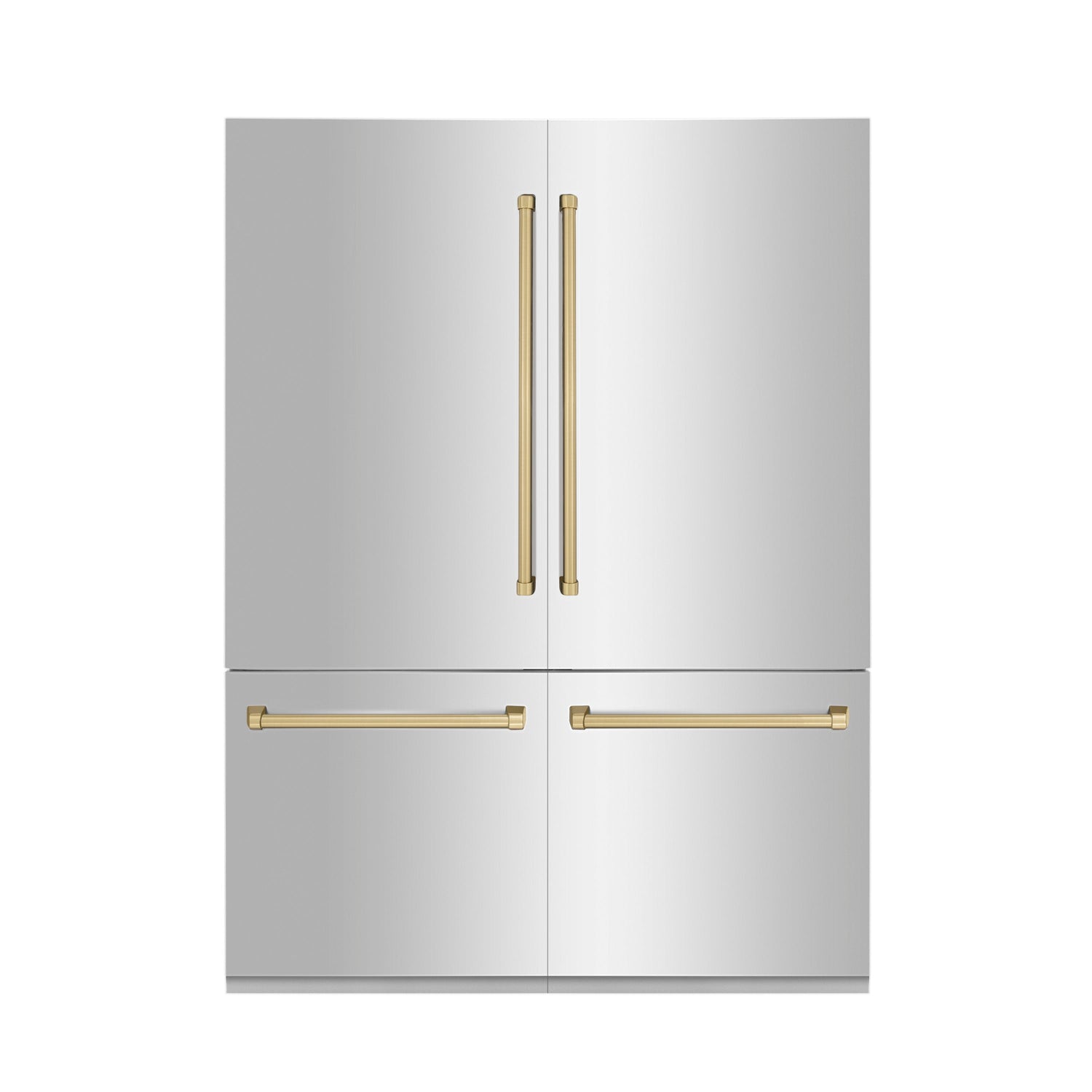 ZLINE Autograph Edition 60 in. 32.2 cu. ft. French Door Built-In Bottom Freezer Refrigerator with Water Dispenser and Ice Maker in Stainless Steel with Champagne Bronze Accents (RBIVZ-304-60-CB)