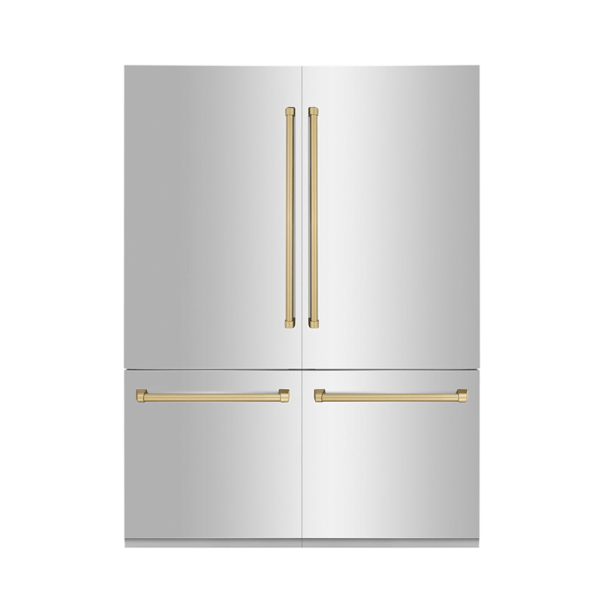 ZLINE Autograph Edition 60 in. 32.2 cu. ft. French Door Built-In Bottom Freezer Refrigerator with Water Dispenser and Ice Maker in Stainless Steel with Champagne Bronze Accents (RBIVZ-304-60-CB)