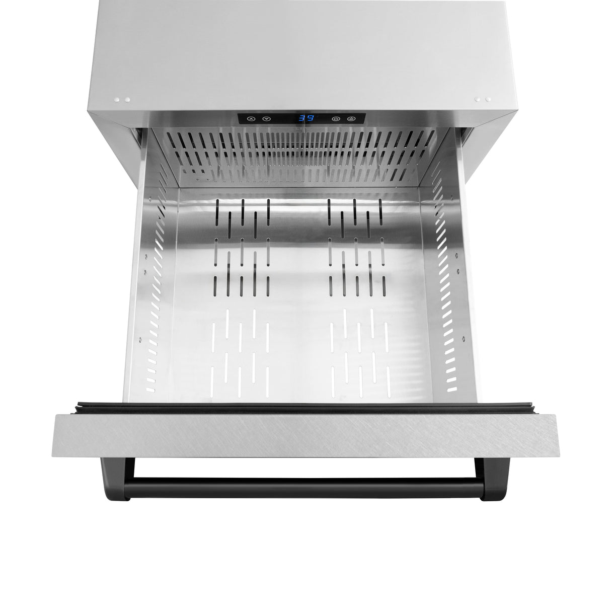 ZLINE Autograph Edition 24 in. Touchstone 168 Can Outdoor-Rated Dual Refrigerator Drawer with Satin Stainless Steel Doors and Matte Black Handles (RDSOZ-SN-24-MB)