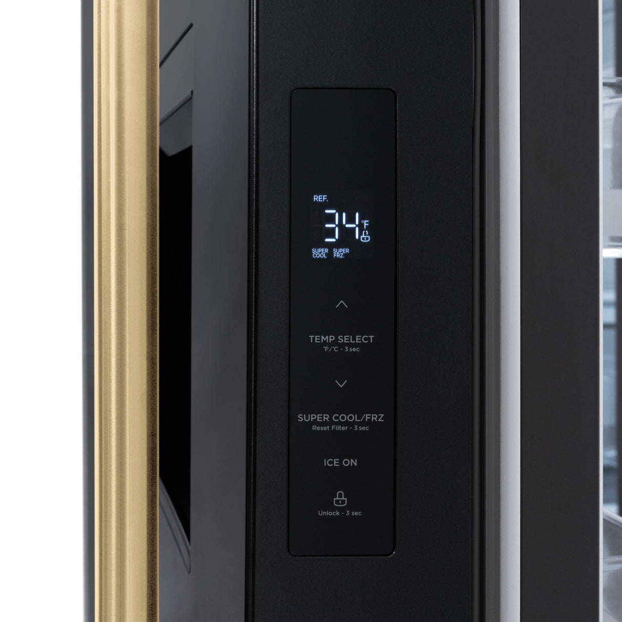 ZLINE Autograph Edition 36 in. 28.9 cu. ft. Standard-Depth French Door External Water Dispenser Refrigerator with Dual Ice Maker in Fingerprint-Resistant Black Stainless Steel and Champagne Bronze Traditional Handles (RSMZ-W-36-BS-CB)