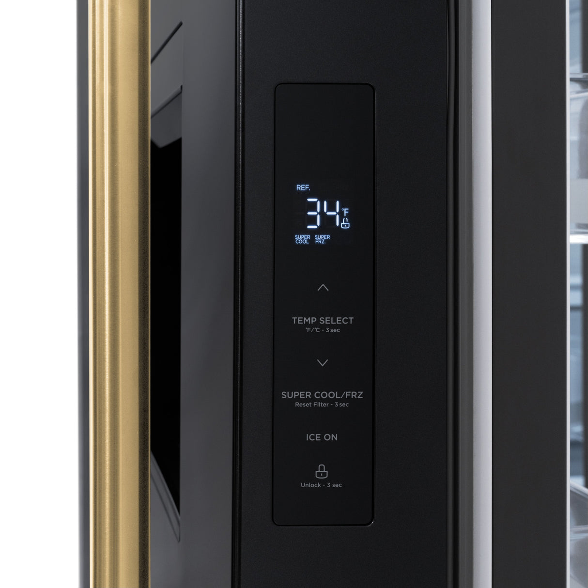 ZLINE Autograph Edition 36 in. 28.9 cu. ft. Standard-Depth French Door External Water Dispenser Refrigerator with Dual Ice Maker in Fingerprint-Resistant Black Stainless Steel and Polished Gold Traditional Handles (RSMZ-W-36-BS-G)
