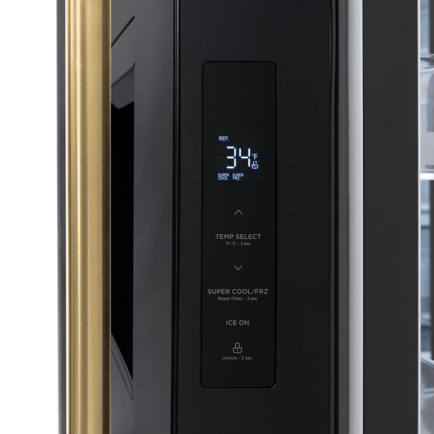 ZLINE Autograph Edition 36 in. 28.9 cu. ft. Standard-Depth French Door External Water Dispenser Refrigerator with Dual Ice Maker in Fingerprint-Resistant Black Stainless Steel and Polished Gold Traditional Handles (RSMZ-W-36-BS-G)