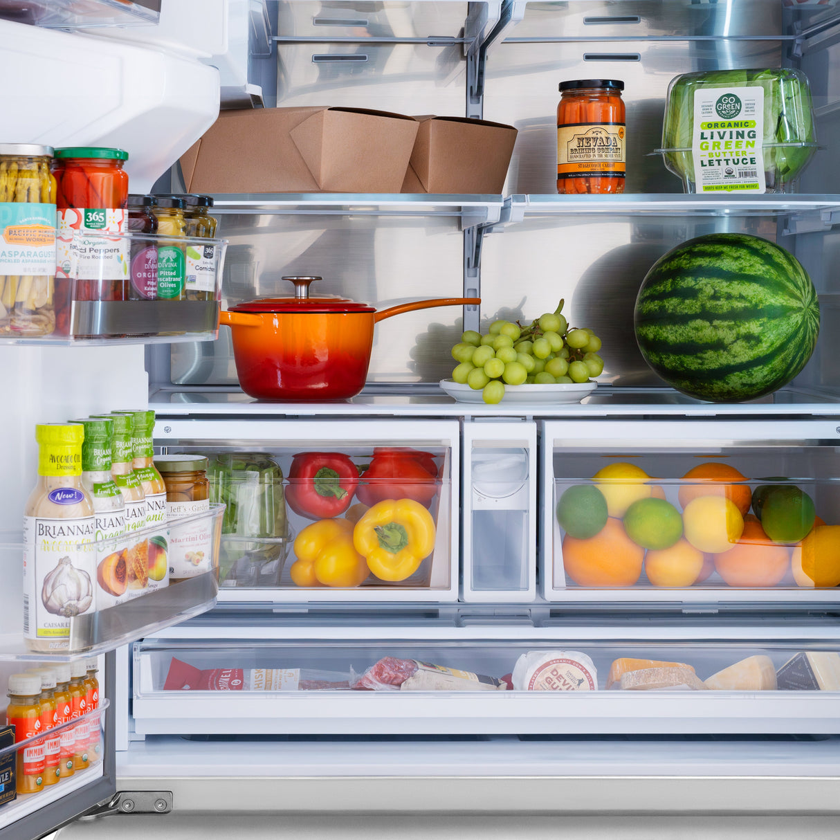 ZLINE Autograph Edition 36 in. 28.9 cu. ft. Standard-Depth French Door External Water Dispenser Refrigerator with Dual Ice Maker in Fingerprint-Resistant Stainless Steel and Matte Black Traditional Handles (RSMZ-W-36-MB)