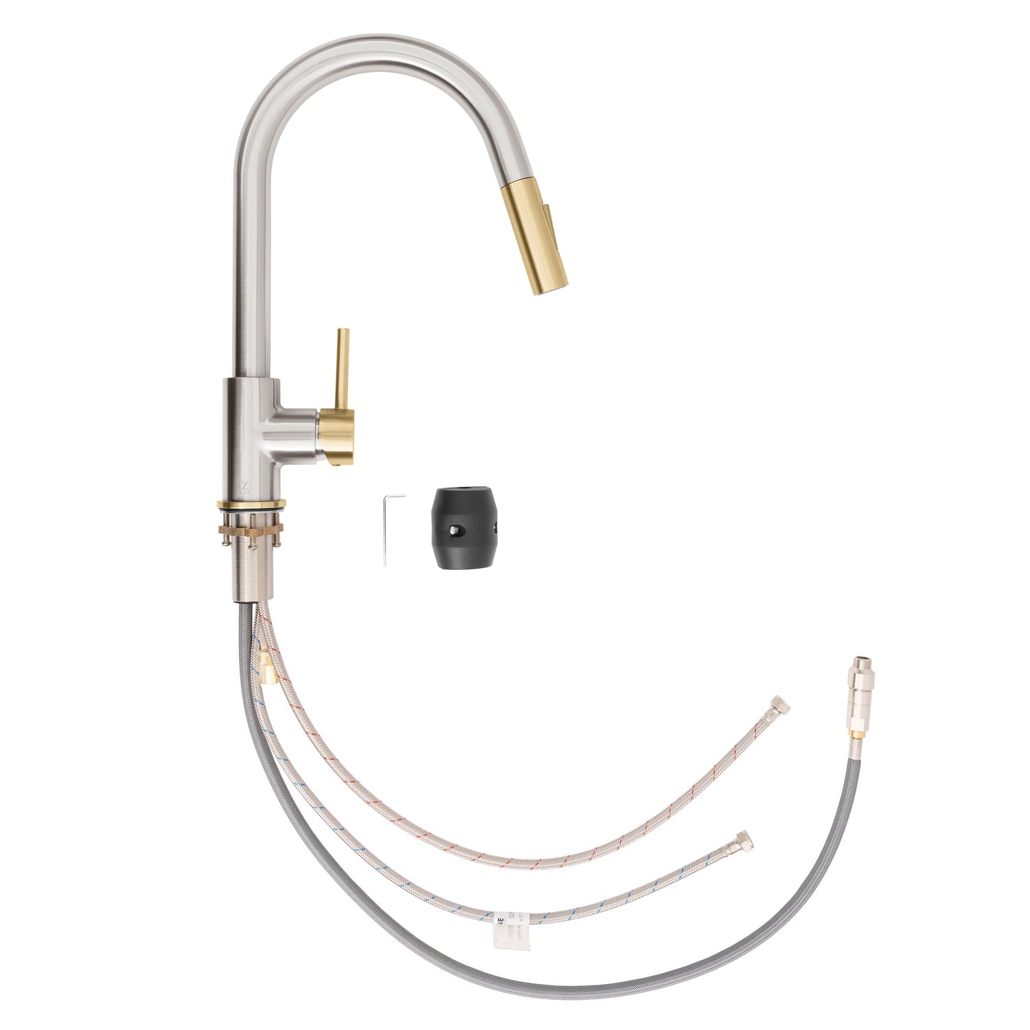 ZLINE Autograph Edition Gemini Pull Down Single Handle Kitchen Faucet in Brushed Nickel and Champagne Bronze (GEM-KF-ZBNCB)