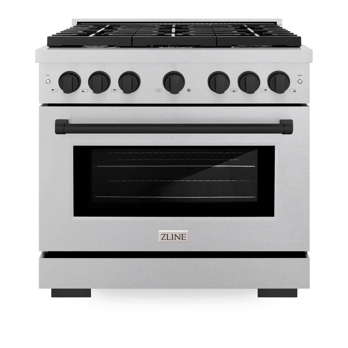 ZLINE Autograph Edition 36 in. 5.2 cu. ft. Paramount Gas Range with 6 Burner Cooktop and Convection Gas Oven in Satin Stainless Steel and Matte Black Accents (SGRSZ-36-MB)