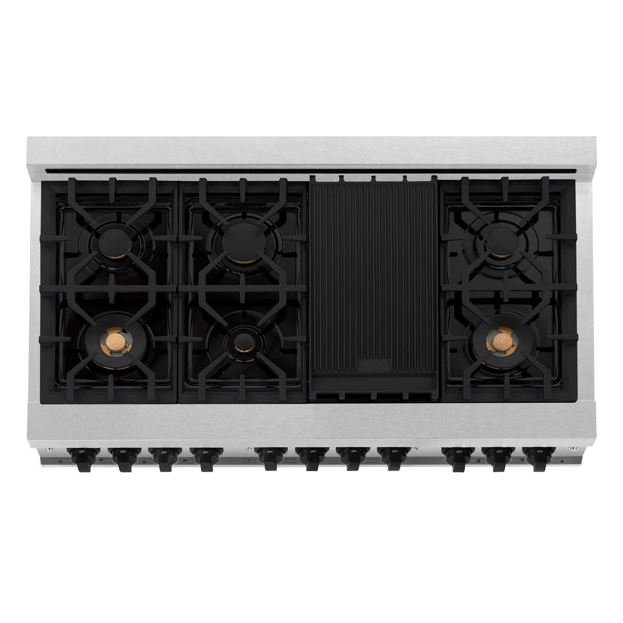 ZLINE Autograph Edition 48 in. 6.0 cu. ft. Legacy Dual Fuel Range with 7 Burner Gas Cooktop and 2 Electric Ovens in Satin Stainless Steel with White Matte Doors and Matte Black Accents (RASZ-WM-48-MB)