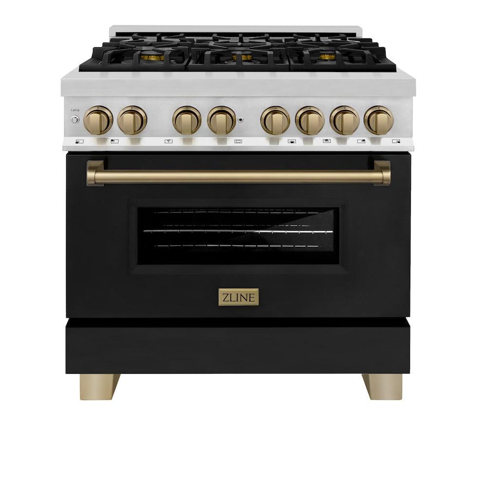 ZLINE Autograph Edition 36 in. 4.6 cu. ft. Legacy Dual Fuel Range with 6 Burner Gas Cooktop and Electric Convection Oven