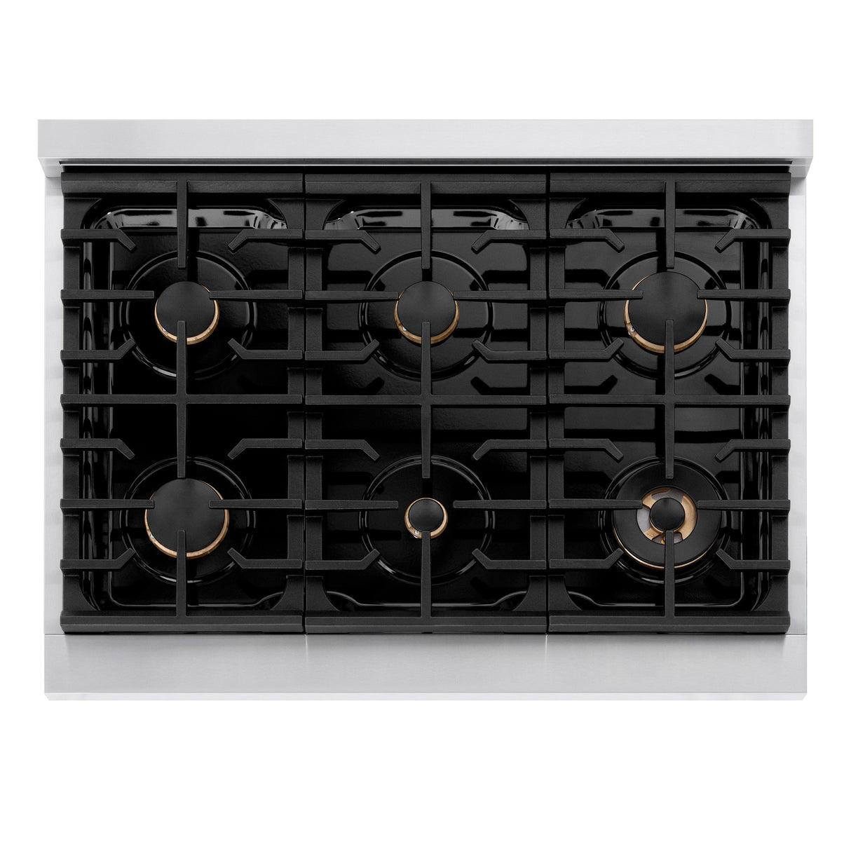ZLINE Autograph Edition 36 in. 5.2 cu. ft. Paramount Gas Range with 6 Burner Cooktop and Convection Gas Oven in Stainless Steel and Polished Gold Accents (SGRZ-36-G)