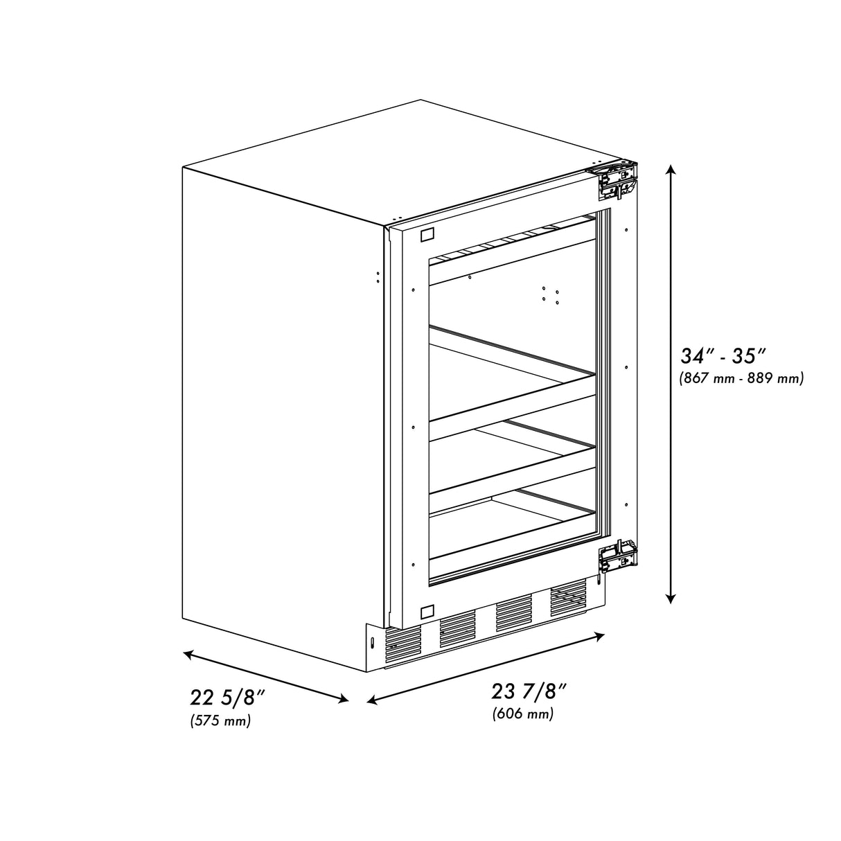 ZLINE 24 In. Touchstone Beverage Fridge with Panel-Ready Glass Door and Champagne Bronze Handle (RBSPOZ-24-CB)