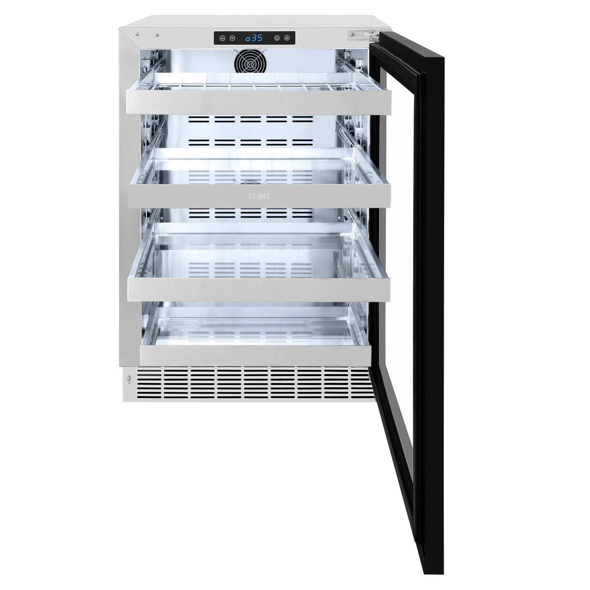 ZLINE 24 In. Touchstone Beverage Fridge with Panel-Ready Glass Door and Matte Black Handle (RBSPOZ-24-MB)