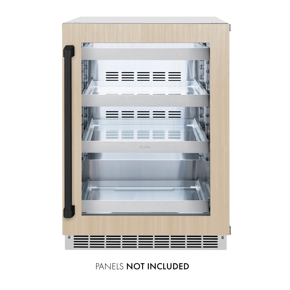 ZLINE 24 In. Touchstone Beverage Fridge with Panel-Ready Glass Door and Matte Black Handle (RBSPOZ-24-MB)