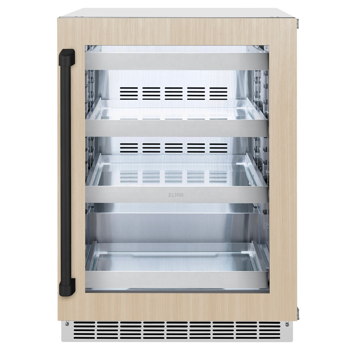 ZLINE 24 In. Touchstone Beverage Fridge with Panel-Ready Glass Door and Matte Black Handle (RBSPOZ-24-MB)