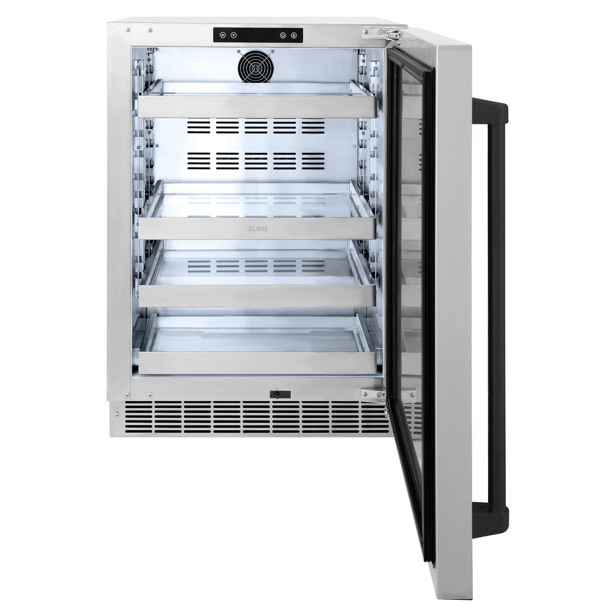 ZLINE Autograph Edition 24 in. Touchstone 151 Can Beverage Fridge With Solid Stainless Steel Door And Matte Black Handle (RBSOZ-ST-24-MB)