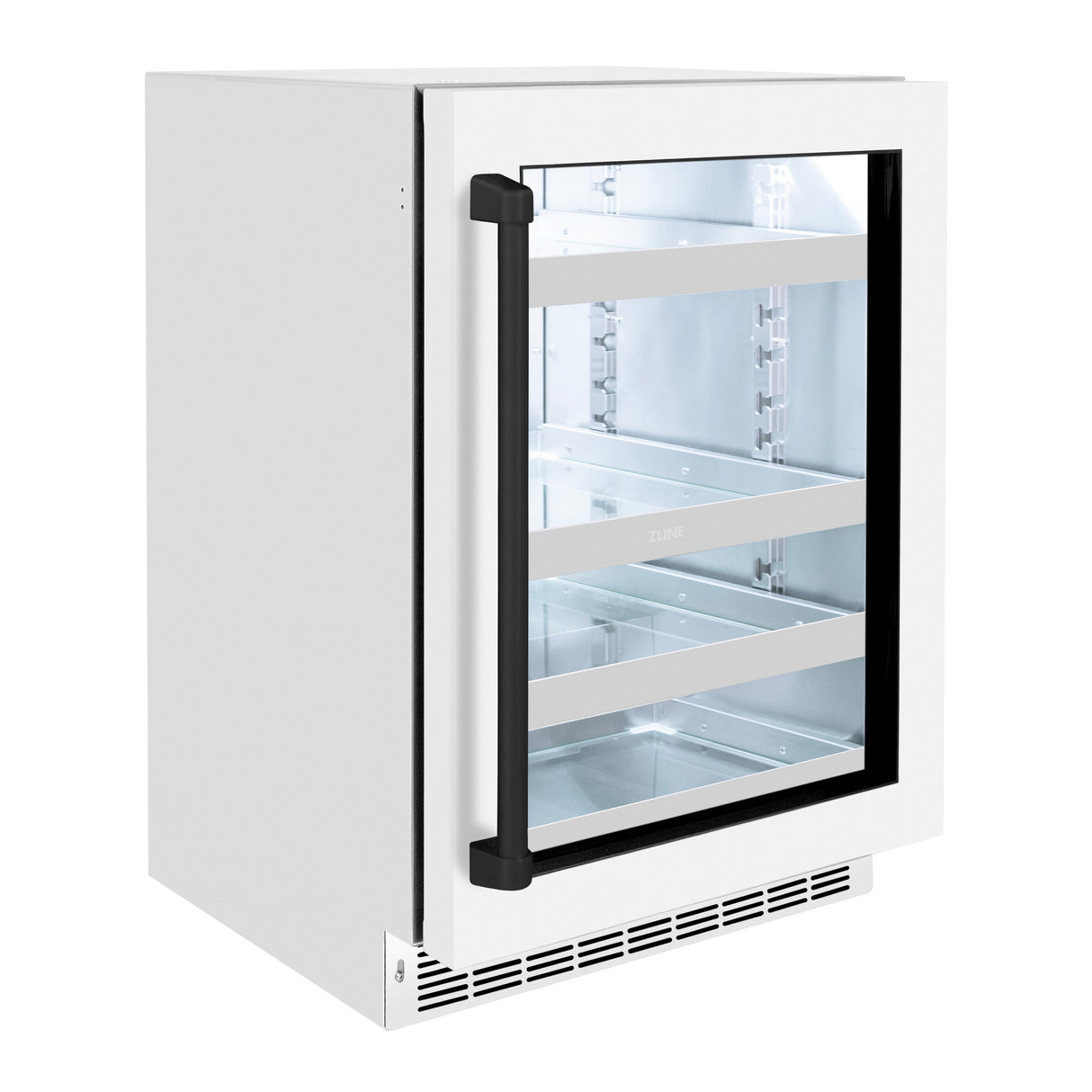 ZLINE Autograph Edition 24 in. Touchstone Dual Zone 44 Bottle Wine Cooler With White Matte Glass Door And Matte Black Handle (RWDOZ-WM-24-MB)
