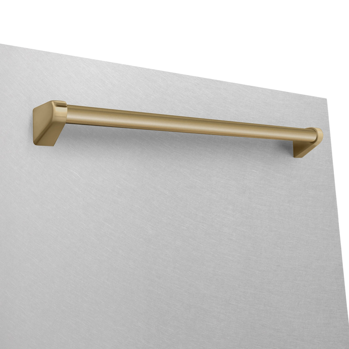 ZLINE Autograph Edition 24" Monument Series 3rd Rack Top Touch Control Tall Tub Dishwasher in Fingerprint Resistant Stainless Steel with Champagne Bronze Handle, 45dBa (DWMTZ-SN-24-CB)