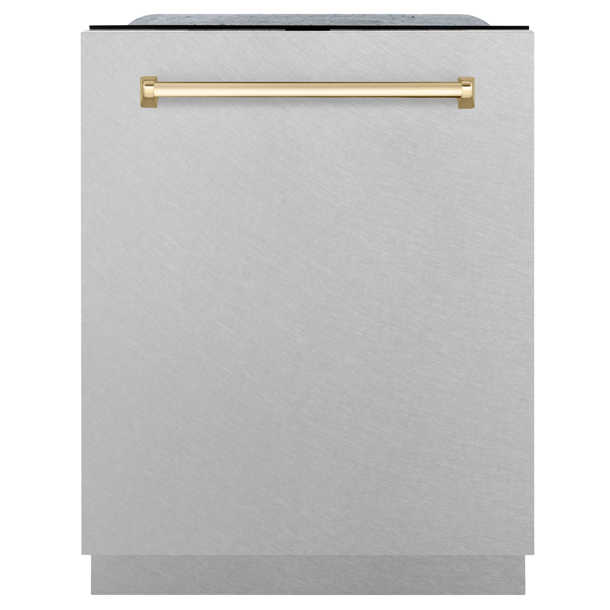 ZLINE Autograph Edition 24" Monument Series 3rd Rack Top Touch Control Tall Tub Dishwasher in Fingerprint Resistant Stainless Steel with Polished Gold Handle, 45dBa (DWMTZ-SN-24-G)