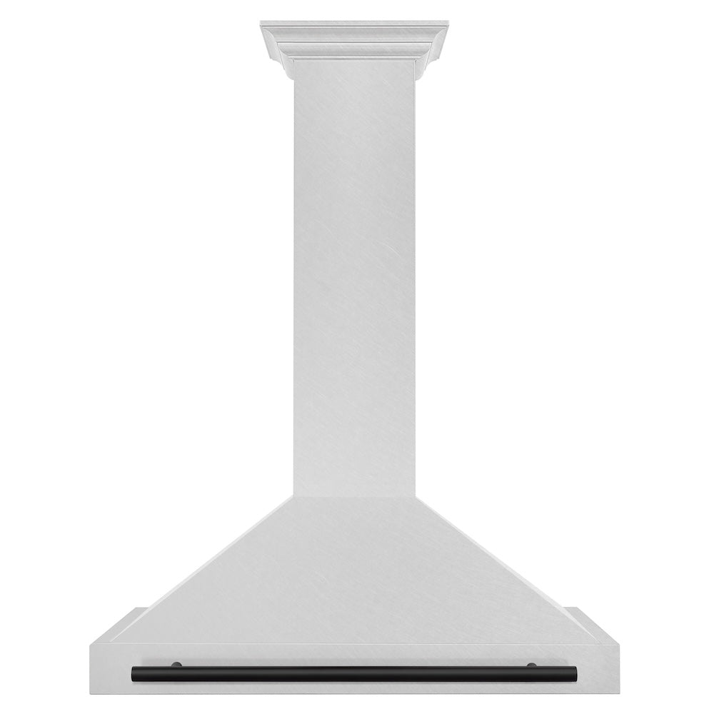 ZLINE 36 in. Autograph Edition Convertible Fingerprint Resistant DuraSnow® Stainless Steel Range Hood with Matte Black Handle (KB4SNZ-36-MB)