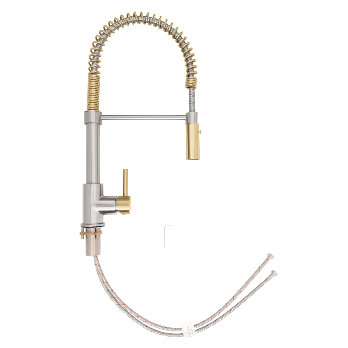ZLINE Autograph Edition Sierra Pull Down Spring Single Handle Kitchen Faucet in Brushed Nickel and Champagne Bronze (SRA-KF-ZBNCB)