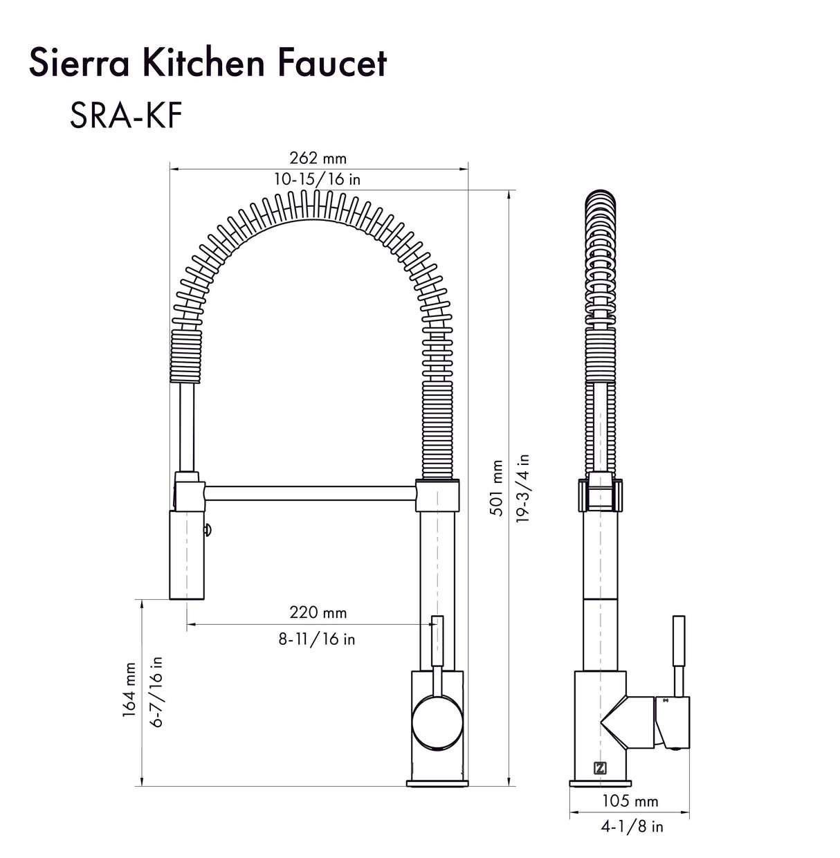 ZLINE Autograph Edition Sierra Pull Down Spring Single Handle Kitchen Faucet in Matte Black and Champagne Bronze (SRA-KF-ZMBCB)
