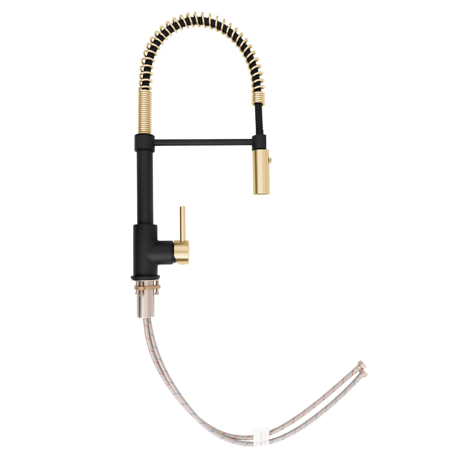 ZLINE Autograph Edition Sierra Pull Down Spring Single Handle Kitchen Faucet in Matte Black and Champagne Bronze (SRA-KF-ZMBCB)