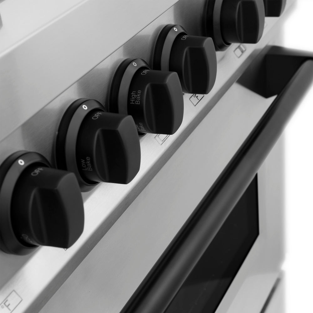 ZLINE Autograph Edition 48 in. 6.0 cu. ft. Legacy Dual Fuel Range with 7 Burner Gas Cooktop and 2 Electric Ovens in Stainless Steel and Matte Black Accents (RAZ-48-MB)