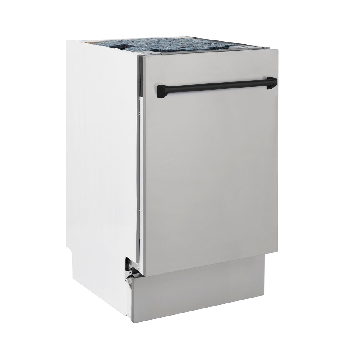 ZLINE Autograph Edition 18” Tallac Series 3rd Rack Top Control Built-In Dishwasher in Stainless Steel with Matte Black Handle, 51dBa (DWVZ-304-18-MB)