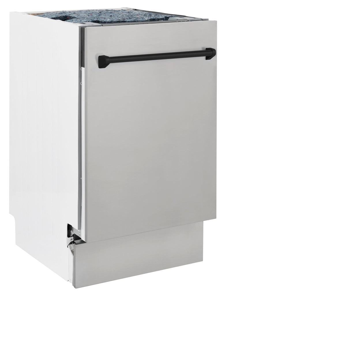 ZLINE Autograph Edition 18” Tallac Series 3rd Rack Top Control Built-In Dishwasher in Stainless Steel with Matte Black Handle, 51dBa (DWVZ-304-18-MB)