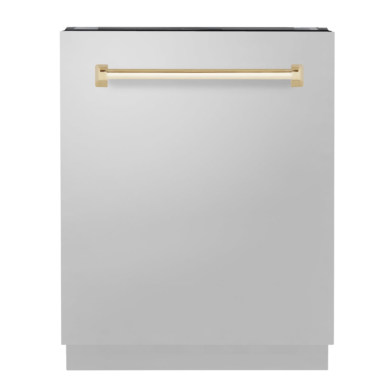 ZLINE Autograph Edition 24" Tallac Series 3rd Rack Top Control Built-In Tall Tub Dishwasher in Stainless Steel with Polished Gold Handle, 51dBa (DWVZ-304-24-G)