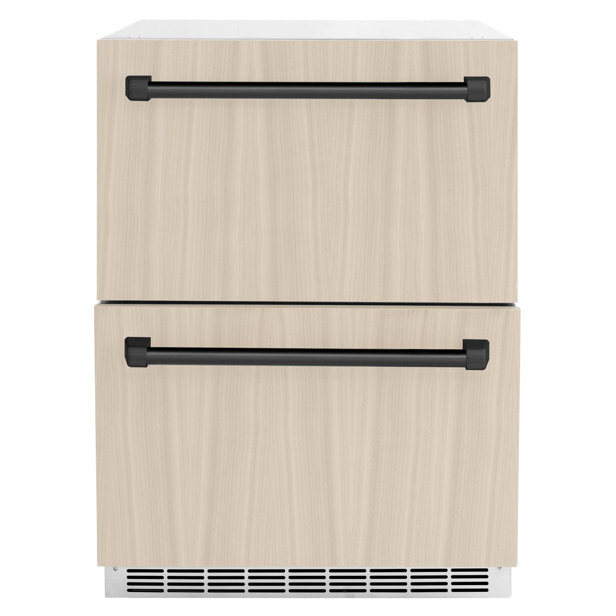ZLINE Autograph Edition 24 in. Touchstone 168 Can Outdoor-Rated Dual Refrigerator Drawer with Panel-Ready Doors and Matte Black Handles (RDSPOZ-24-MB)