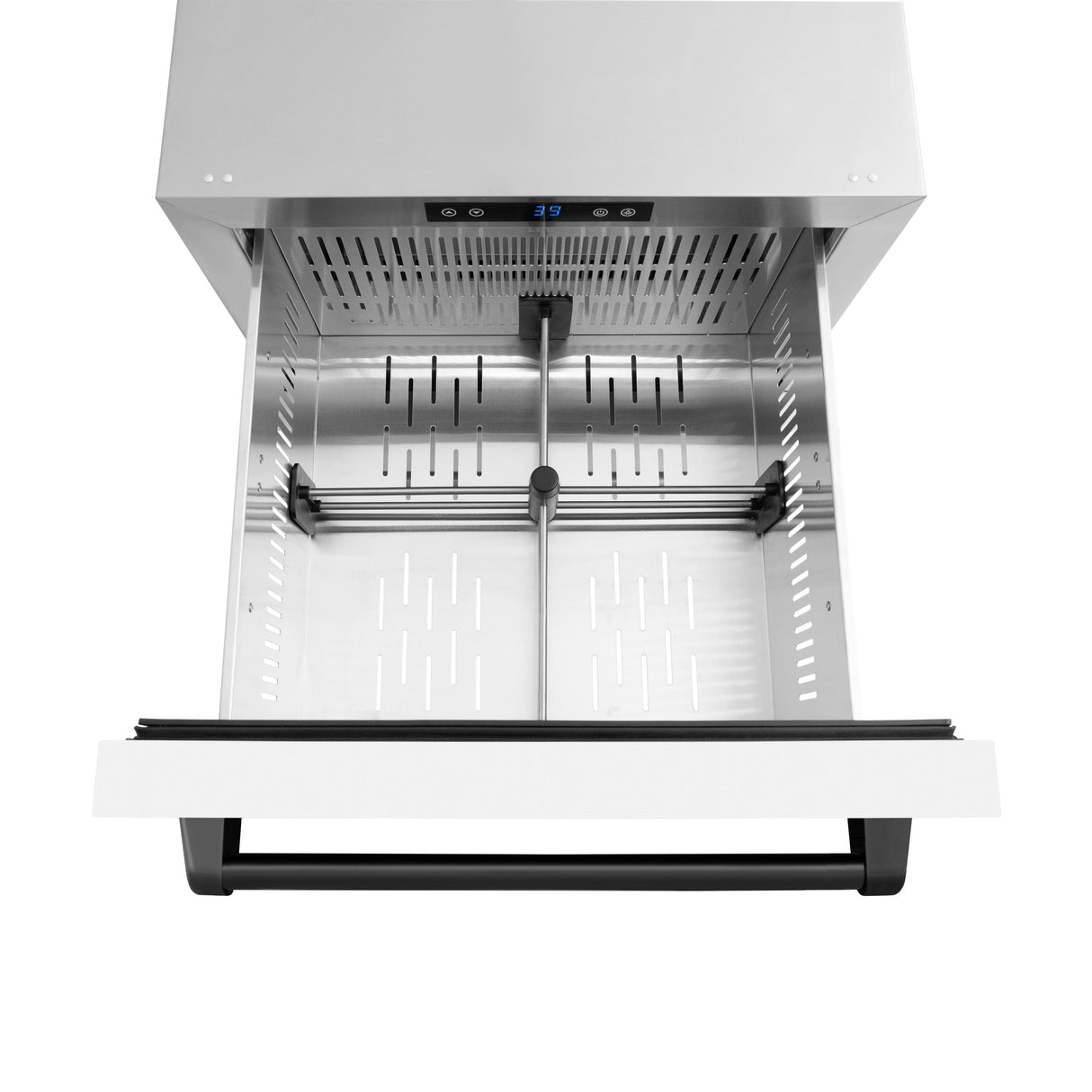 ZLINE Autograph Edition 24 in. Touchstone 168 Can Outdoor-Rated Dual Refrigerator Drawer with White Matte Doors and Matte Black Handles (RDSOZ-WM-24-MB)